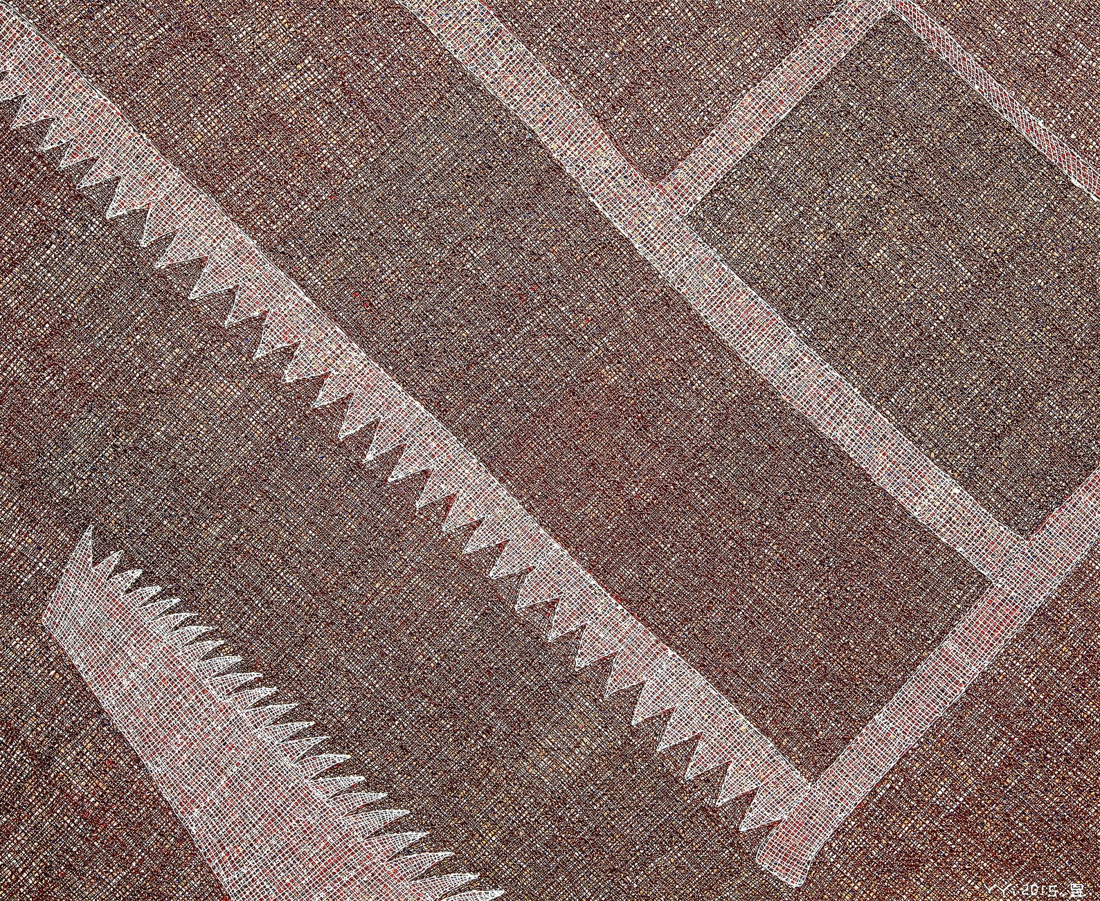 Song Yulin, Eighteen Beats — Crosscut Saw, acrylic on canvas, 100 × 120 cm, 2015