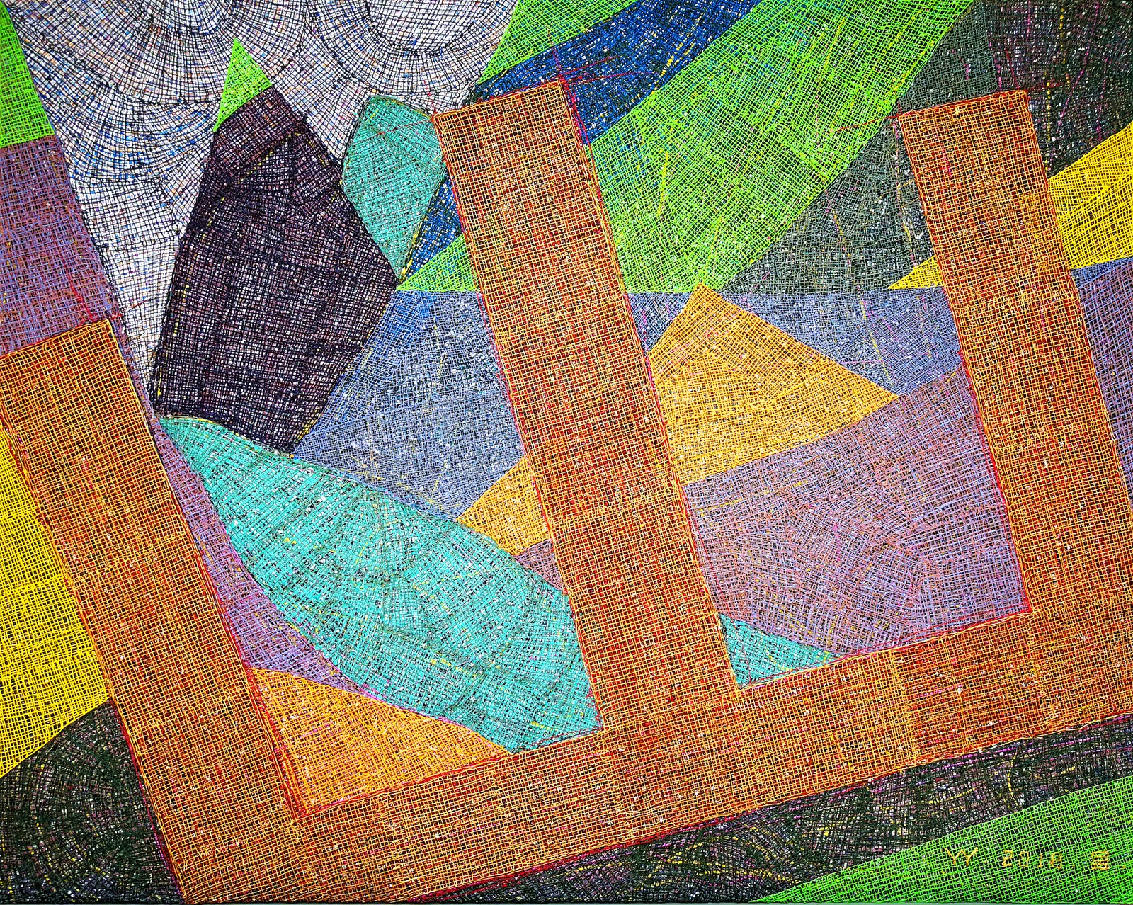 Song Yulin, Text — Mountains of Gold and Silver, acrylic on canvas, 120 × 150 cm, 2018