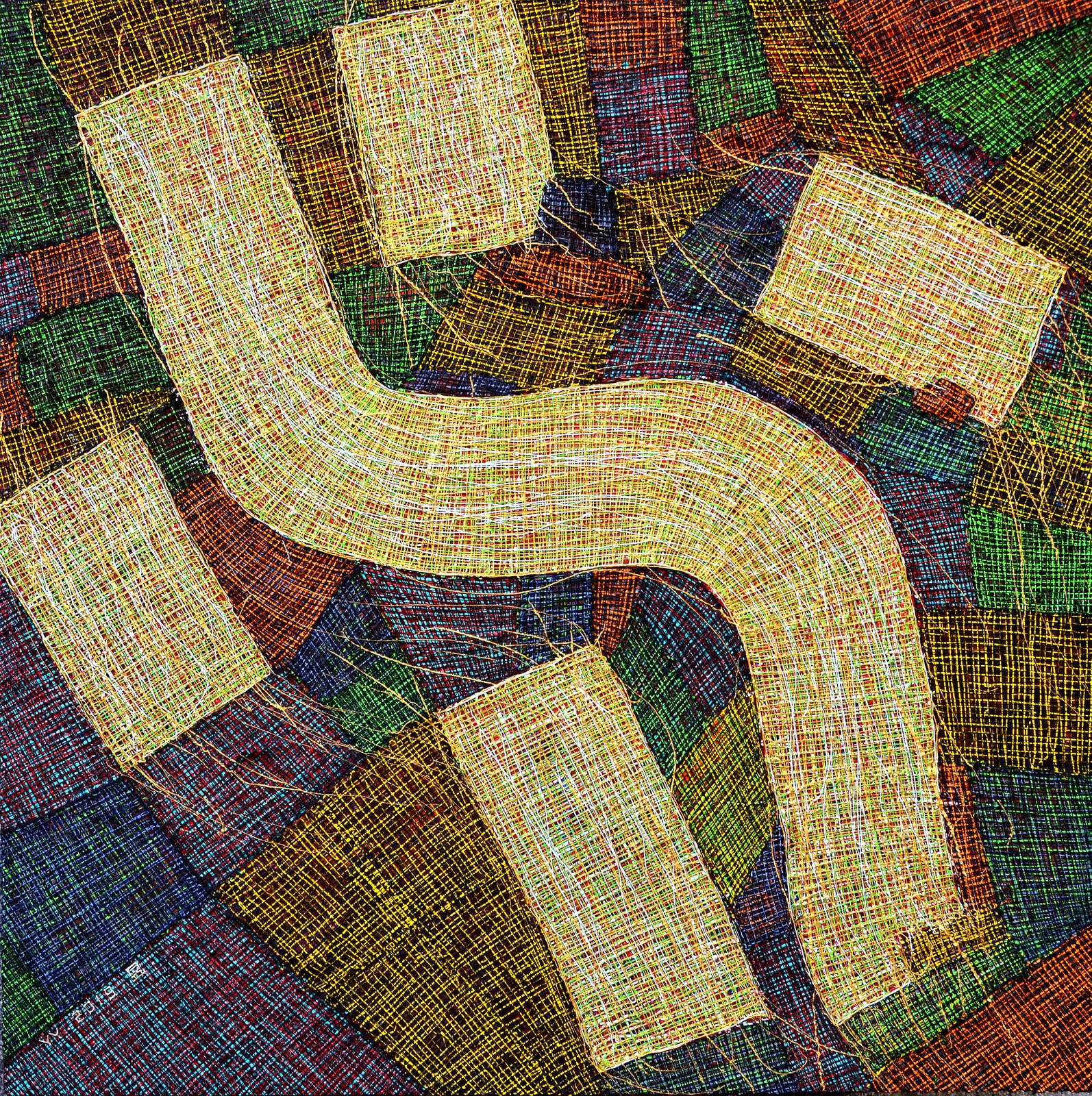 Song Yulin, Text — Water, acrylic on canvas, 100 × 100 cm, 2019