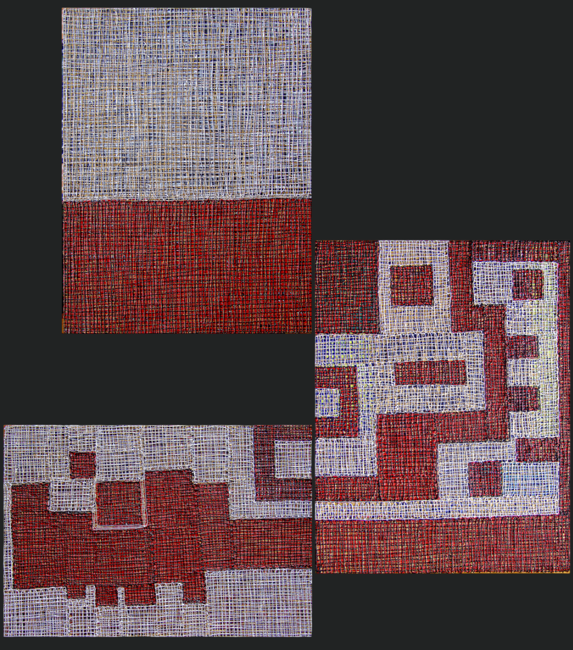 Song Yulin, Time Vortex — Angel City (triptych), acrylic on canvas, 35×27 + 35×27 + 25×35 cm, 2016
