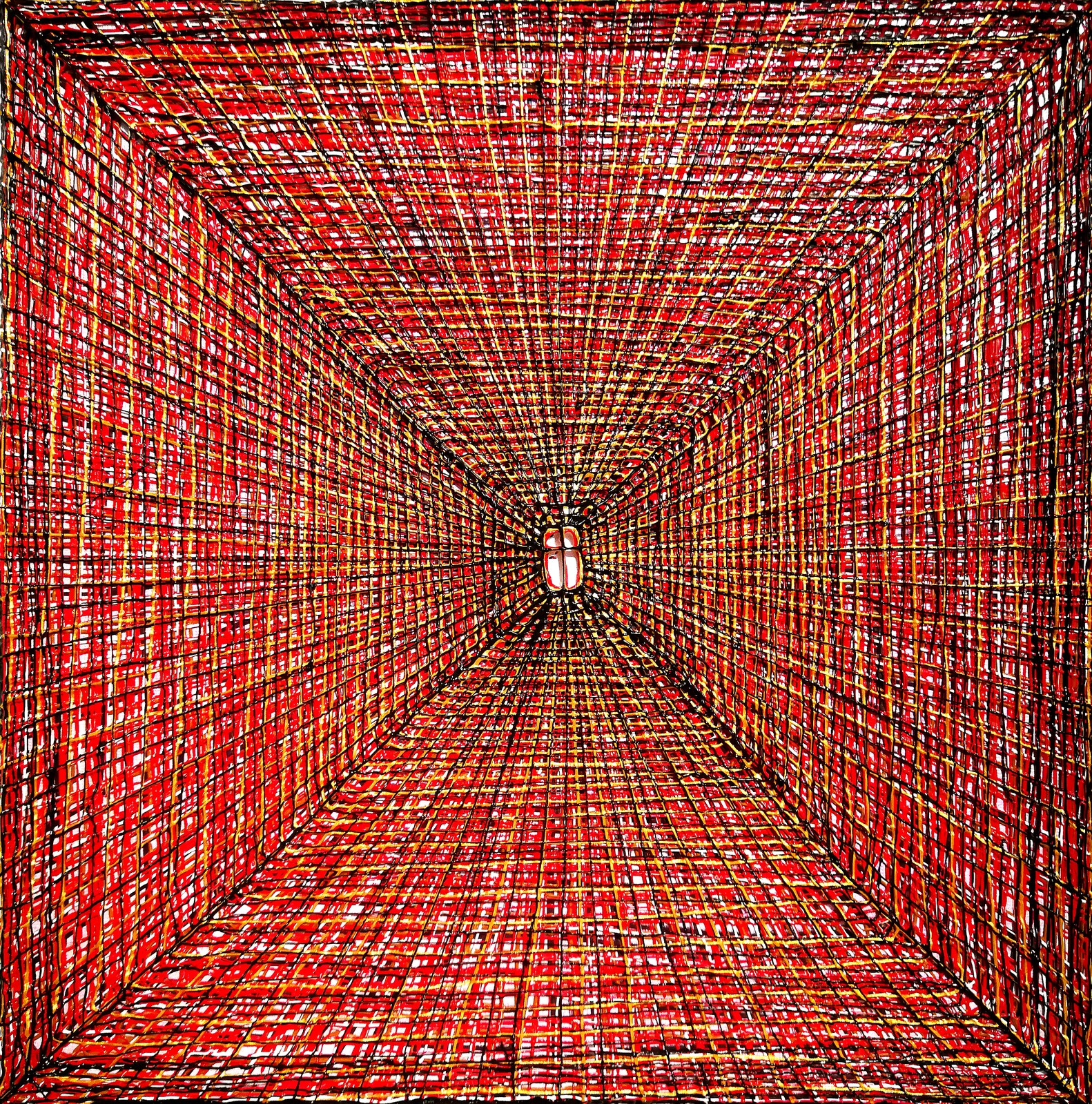 Song Yulin, Time Vortex — Cross at Passage End, acrylic on canvas, 30 × 30 cm, 2019