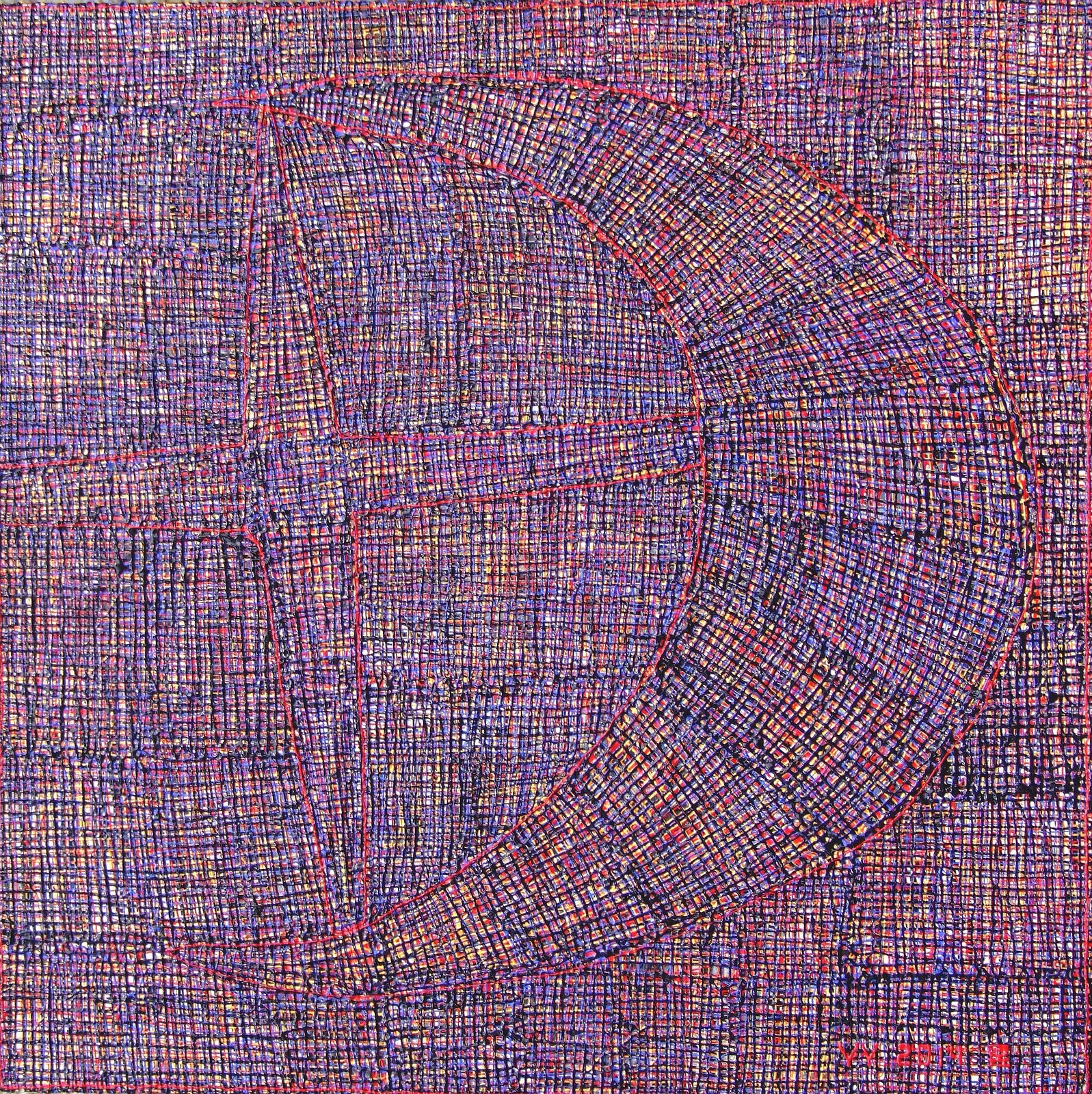 Song Yulin, Time Vortex — Meteor Chasing Moon, acrylic on canvas, 55 × 55 cm, 2014